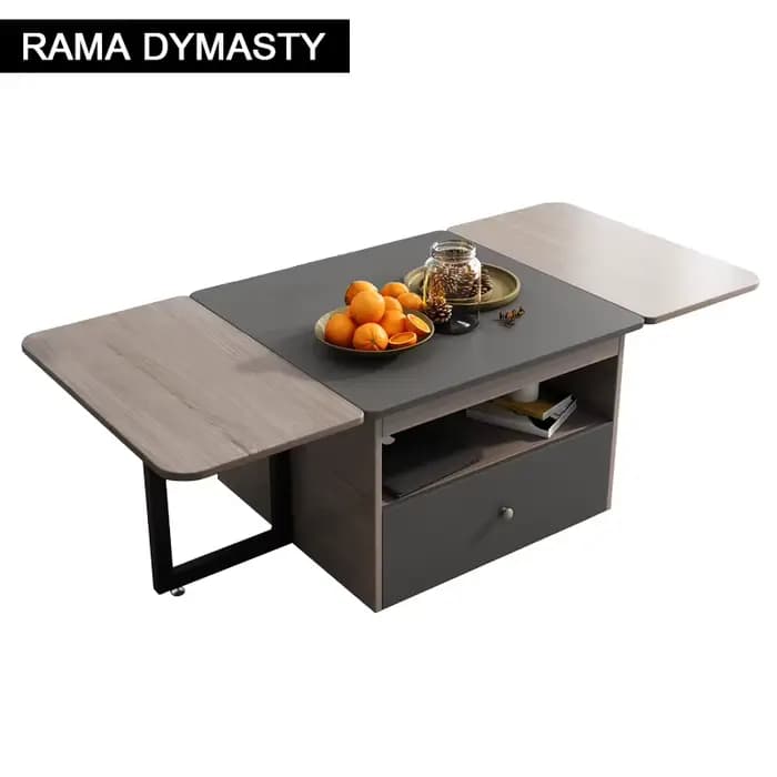 Table pliante avec tabourets, rangement multifonctionnel, table à thé pliable