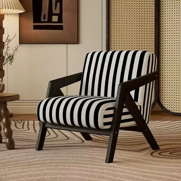 Fauteuil monoplace, chaise longue, structure en bois, en tissu, 552mm