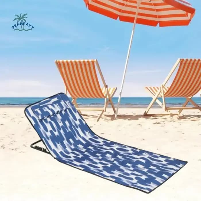 Chaise longue de plage pliable avec fonction inclinable et poignée