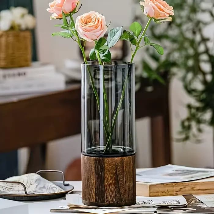 Vase rétro Simple et léger de luxe, décoration créative en verre de couleur primaire, Vase nourrissant à l'eau, décoration de Table de salon