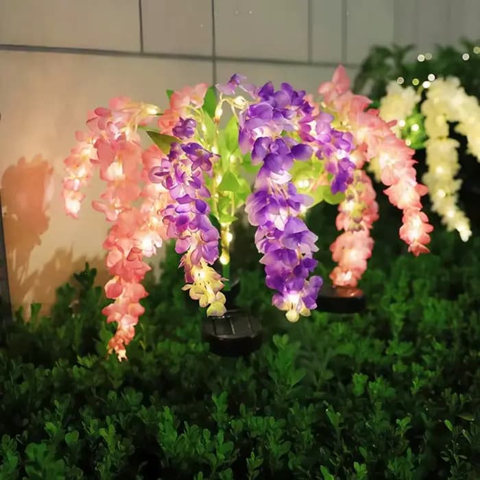Lampe solaire LED 2026 en forme de fleur de glycine pour jardin, cour, pelouse, décoration paysagère et villa