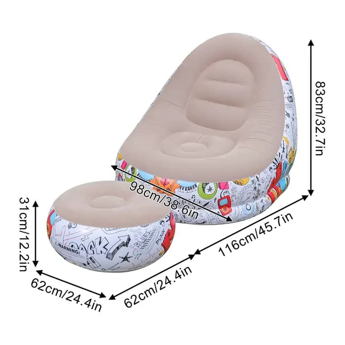 1 chaise longue gonflable avec repose-pieds