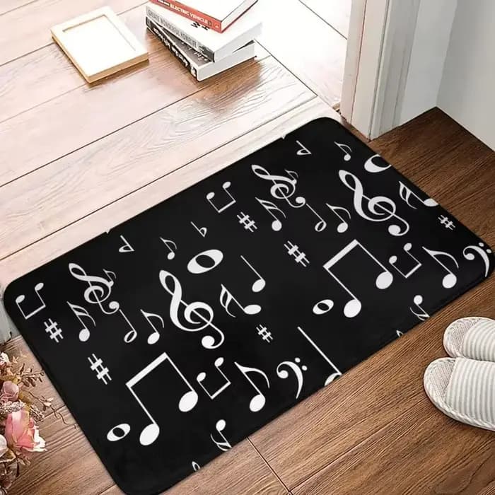 Tapis antidérapant de musique noire, paillasson de salon, cuisine, salle de bains, Notes de musique, tapis de couloir, bienvenue, décoration de maison rétro