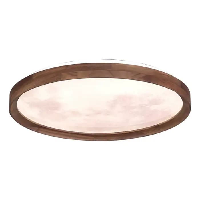 Plafonniers en bois de noyer avec télécommande pour salon, lampe de chambre à coucher moderne en bois massif à intensité variable, luminaire rond à montage en surface