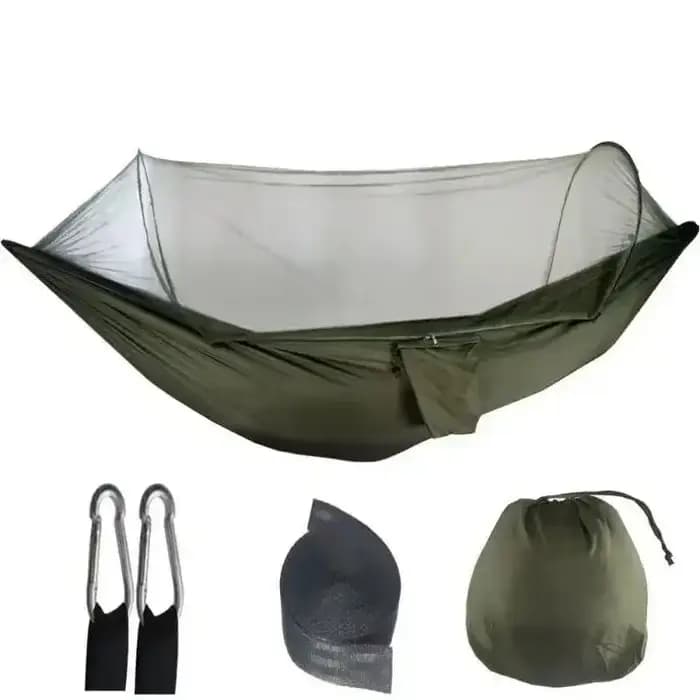 Hamac extérieur 250x120cm avec filet – Tissu de parachute léger pour le camping et les voyages