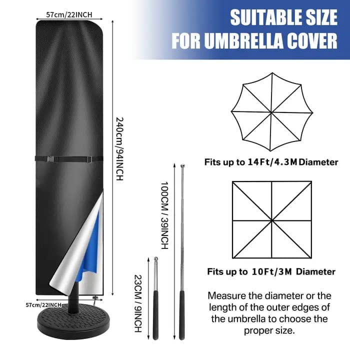 Housse de protection imperméable pour parasol cantilever d'extérieur