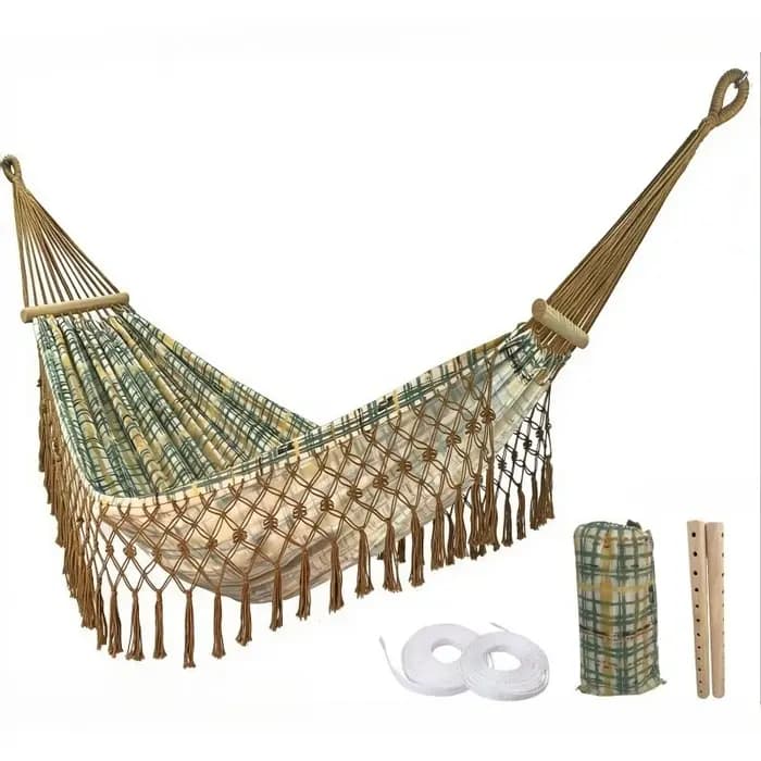 Hamac à franges de style bohème pour la détente à la maison, sur le balcon, dans la cour ou dans le jardin. Hamac suspendu pour le camping en plein air