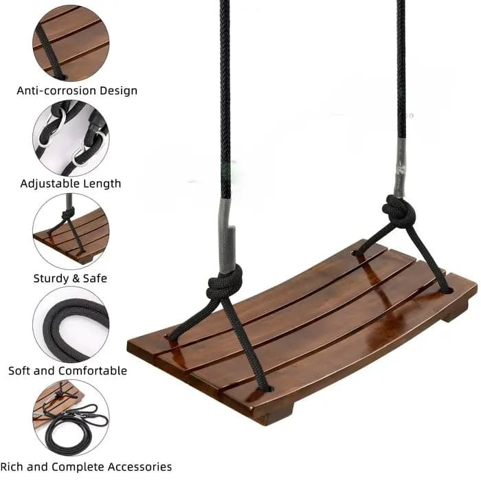 Chaise pivotante d'extérieur pour adultes, balançoire de porche en bois robuste pour adultes, siège
