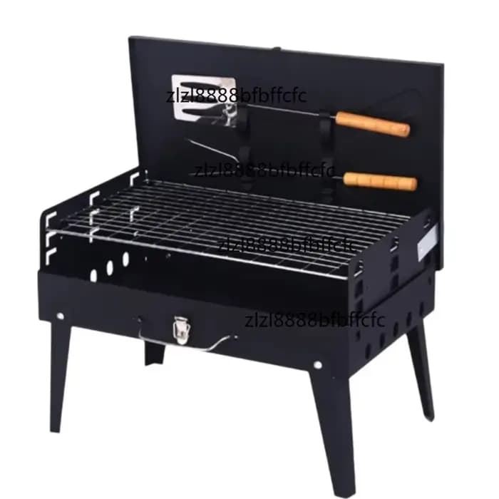 Barbecue portable pliable au charbon de bois avec poignée