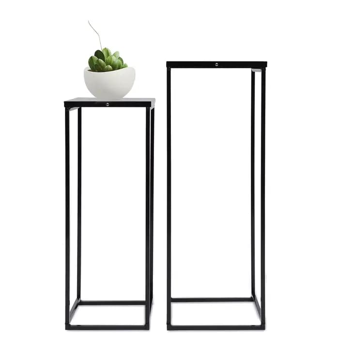 Support pour plantes noir, 2 pièces, carré en métal, support Durable pour fleurs, Patio, jardin, déc