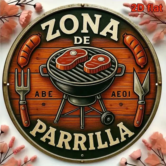 Panneau de barbecue espagnol rétro en métal de 8 pouces