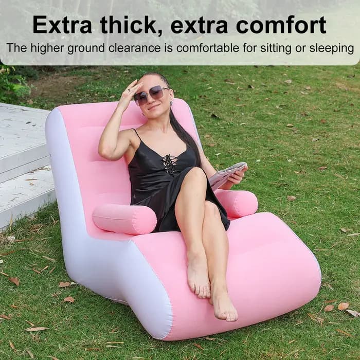 Fauteuil inclinable gonflable 1 pièce, chaise longue pliable pour chambre à coucher, canapé d'intérieur inclinable avec accoudoirs, fauteuil inclinable d'extérieur