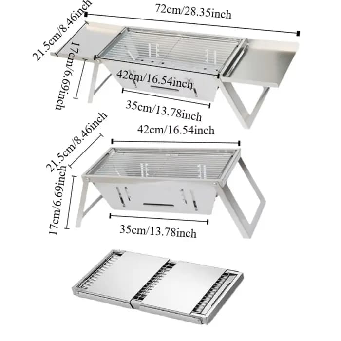Réchaud de barbecue pliable en acier inoxydable