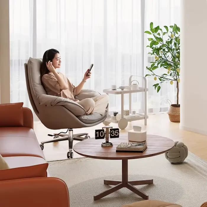 Roues nordiques chaise De bureau accoudoir réglable étude chaise Portable en cuir confortable exécut