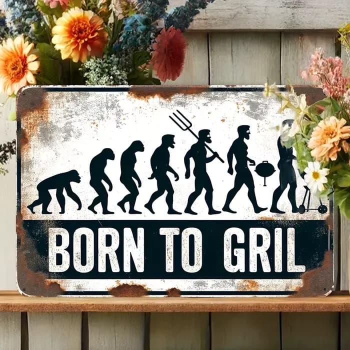 1PC Logo mural vintage en fer pour barbecue - Polyvalent