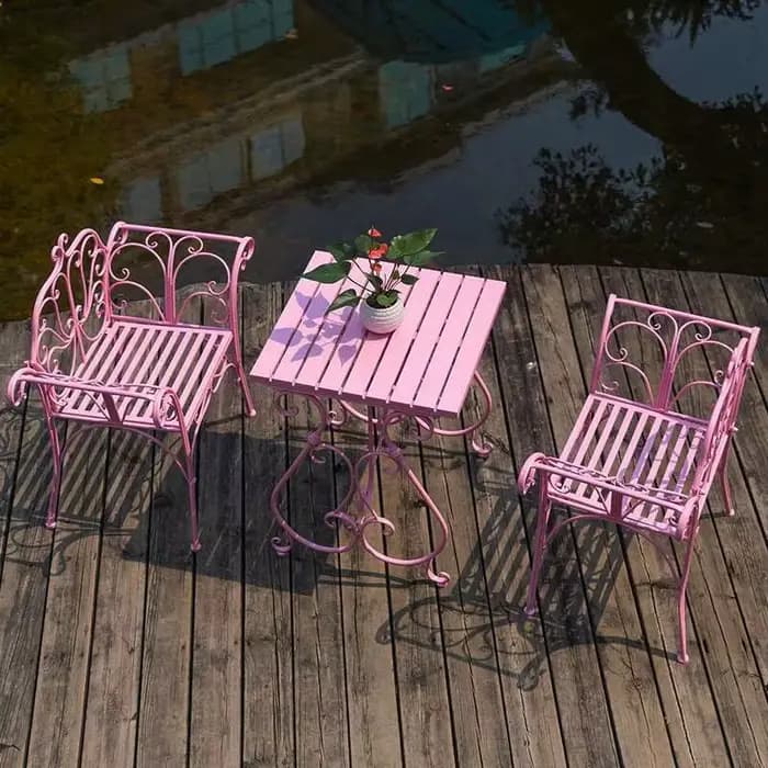 Combinaison de Table et chaise de cour européenne en fer forgé, Table basse et chaise de jardin exté