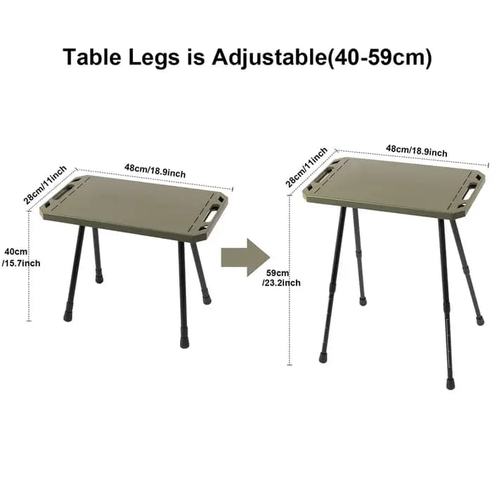 Table pliante pour Camping, hauteur réglable, Portable, légère, avec sac de transport, ustensiles de