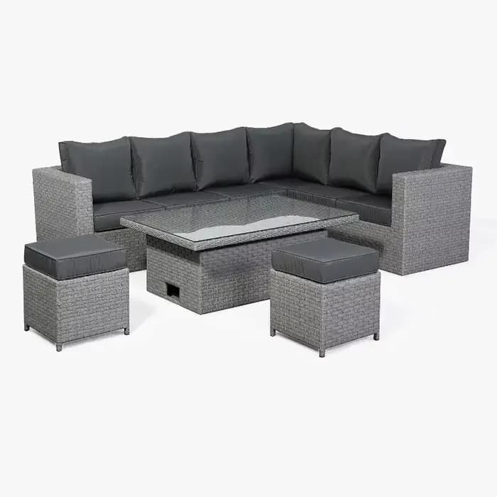 Ensemble de meubles de jardin en rotin large avec canapé d'angle en forme de L de floride avec table