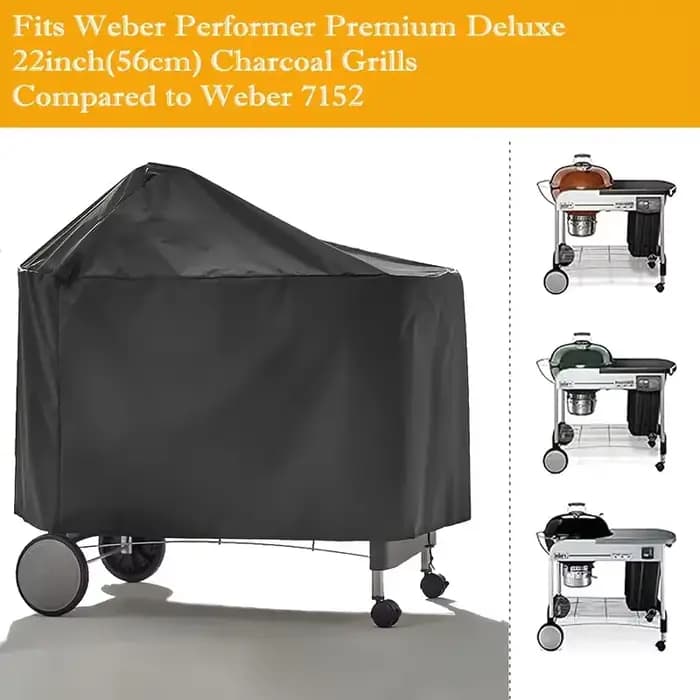 Housse de barbecue compatible avec les grills au charbon Weber Performer Premium & Deluxe (22 pouces)