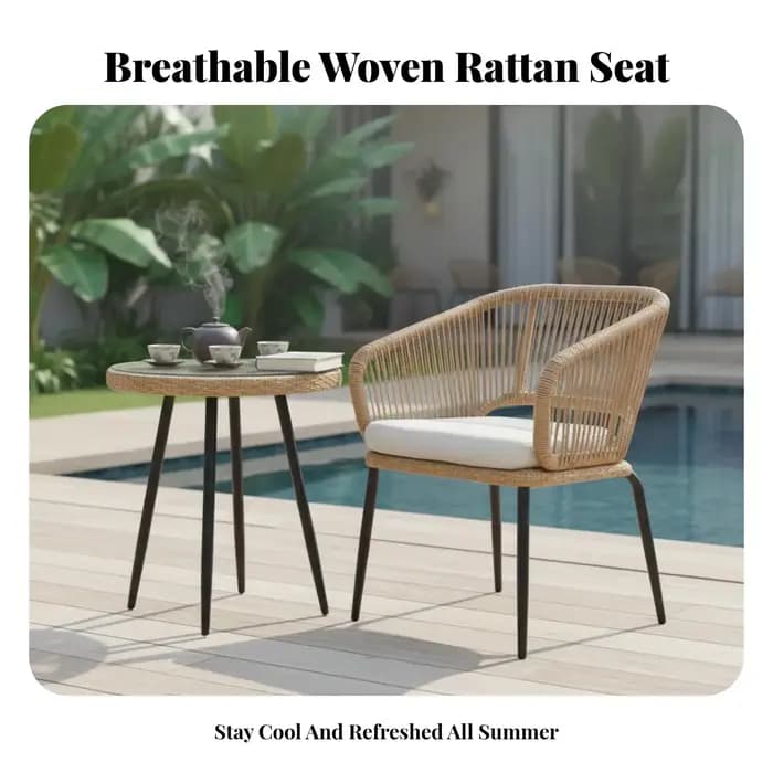 Fauteuil à dossier tressé, design nordique, chaise de patio, design minimaliste extérieur, séchage rapide pour jardiniers, adultes, boutiques, cafés