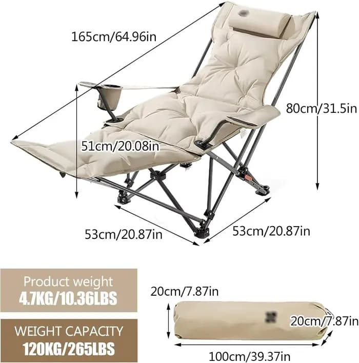 Chaise de camping pliable avec accoudoirs