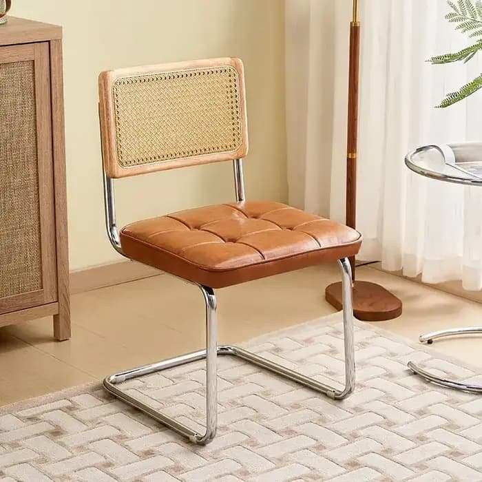 Français rétro confortable dossier salle à manger chaise café doux