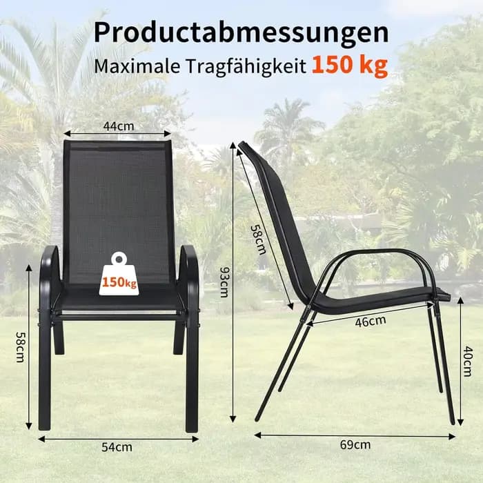 Chaises de jardin pliantes en acier et tissu Teslin