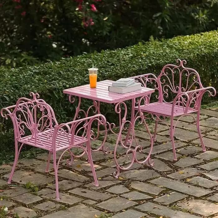 Combinaison de Table et chaise de cour européenne en fer forgé, Table basse et chaise de jardin exté