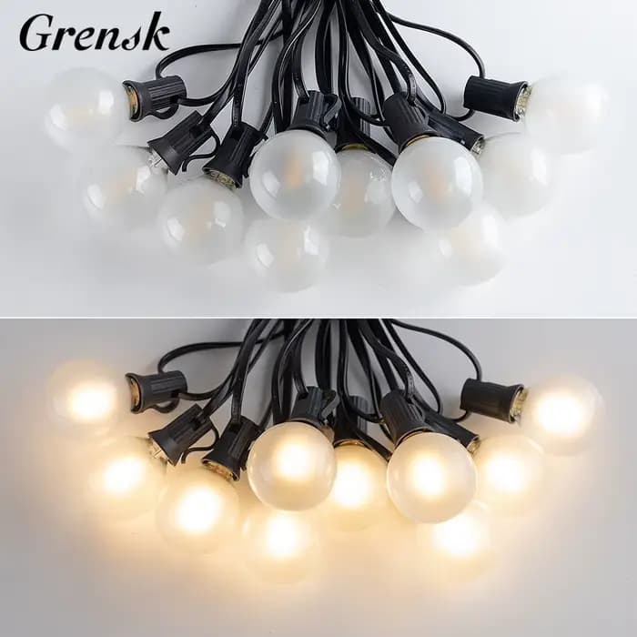 Guirlande lumineuse d'extérieur étanche G40, verre laiteux givré E12, ampoules LED de remplacement,