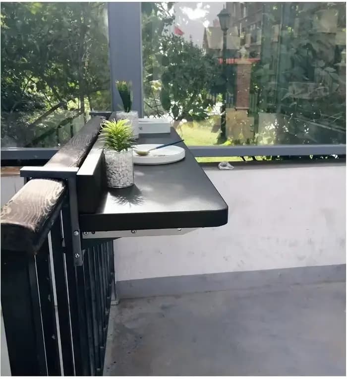Table suspendue de balcon pliante, bureau de Bar de bistro, Table à thé d'extérieur avec support de