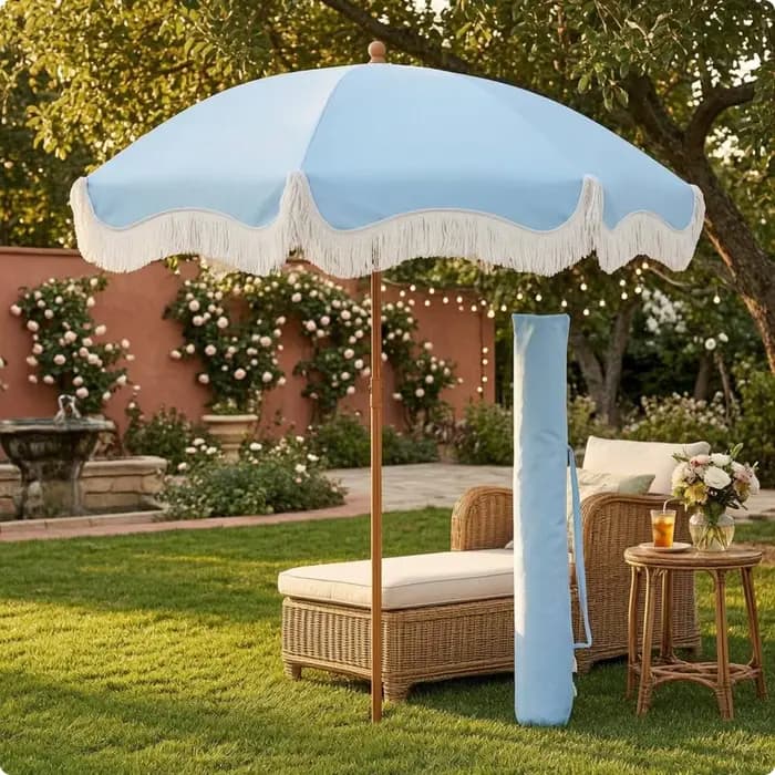 Parasol à franges avec bord festonné