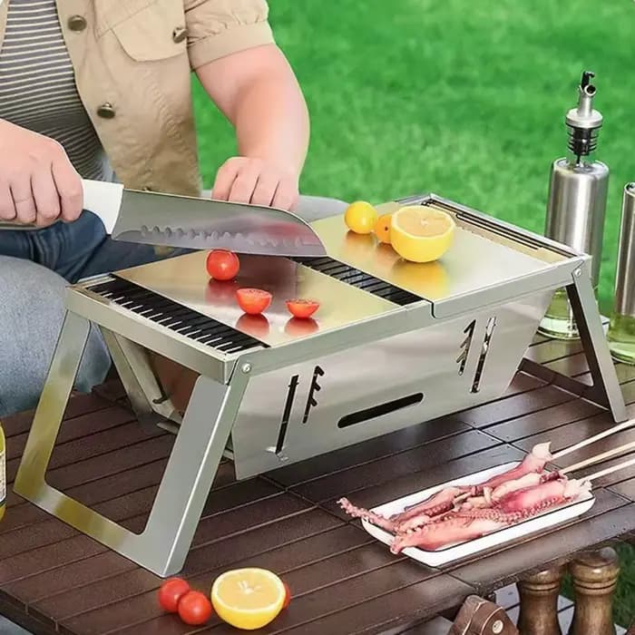 Réchaud à barbecue pliable en acier inoxydable Réglage de la chaleur réglable