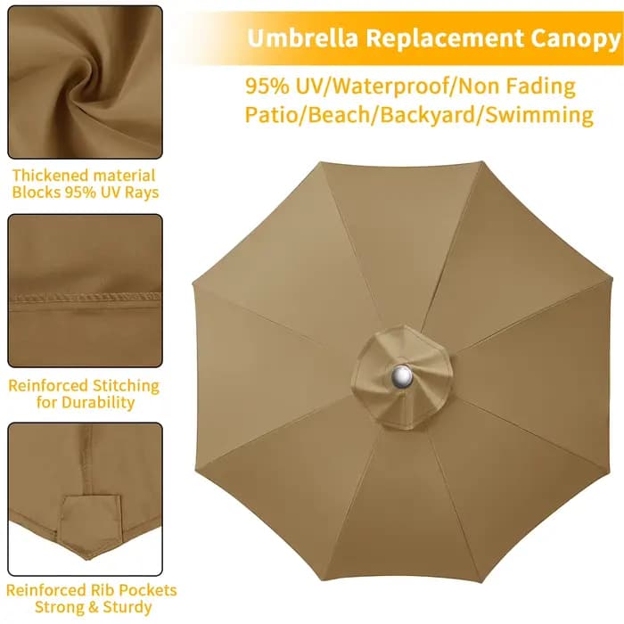 Housse de Parasol imperméable en tissu de remplacement pour jardin extérieur 2/2.5/2.7/3M
