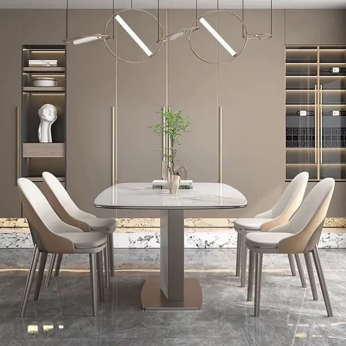 Sièges de table à manger rectangulaires modernes en pierre frittée série Luxotic pour 6 à 8 personne