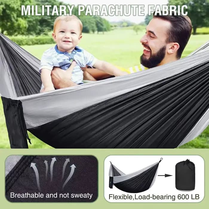 Hamac de camping portable avec attaches pour arbres et sacs de transport