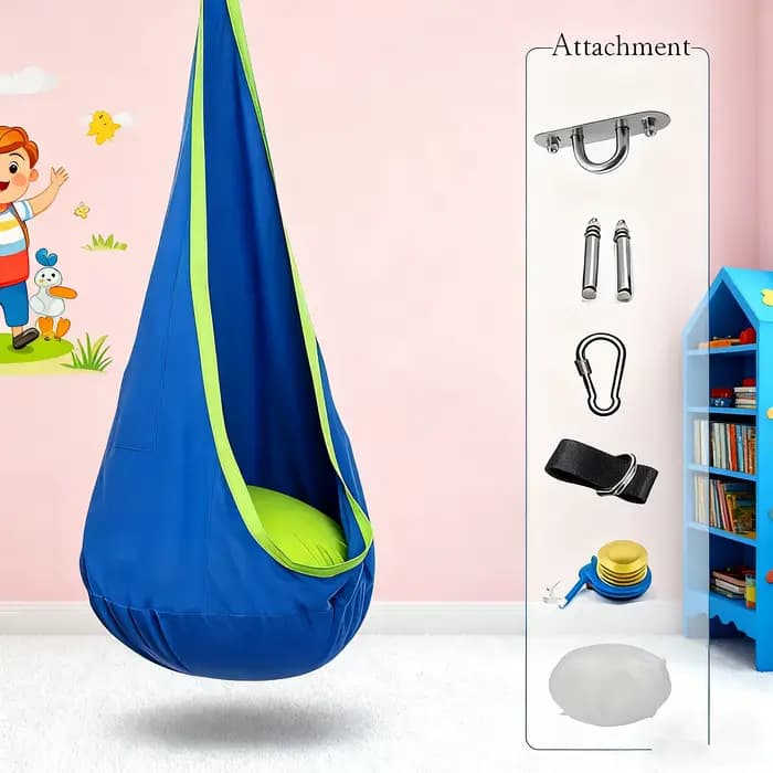 Fauteuil hamac robuste, balançoire portable intérieure/extérieure avec coussin gonflable et poche - Choix idéal pour le camping et le balcon