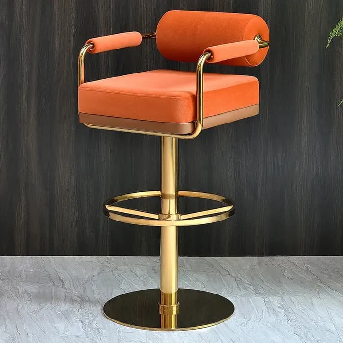 Tabourets de Bar de luxe modernes avec dossier et tabouret de Bar pivotant de comptoir de Base dorée couleur personnalis