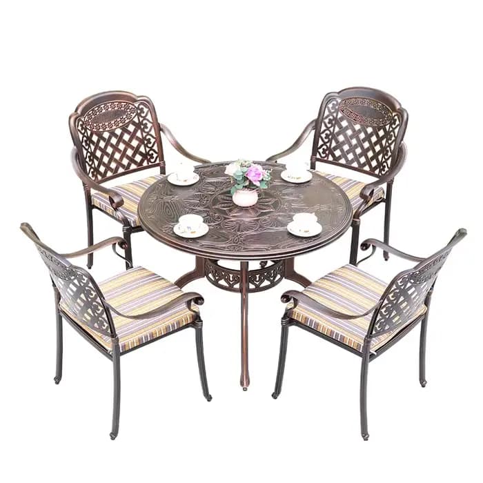 Combinaison table et chaise en fonte d'aluminium