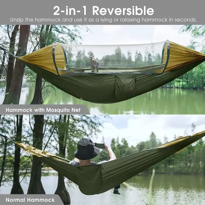 Hamac de camping 2-en-1 avec moustiquaire