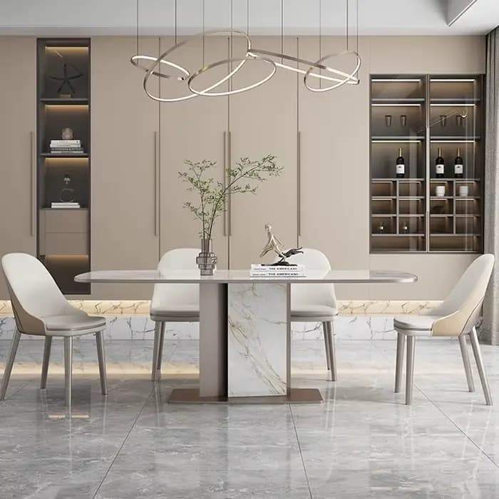 Sièges de table à manger rectangulaires modernes en pierre frittée série Luxotic pour 6 à 8 personne