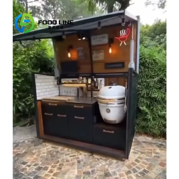 Armoire de rangement pour barbecue en acier inoxydable sur mesure pour cuisine extérieure