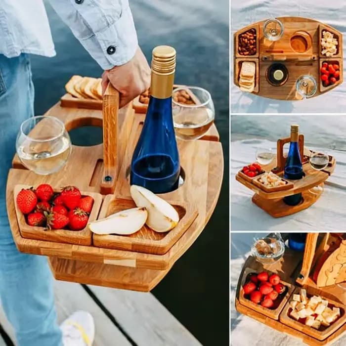 Table pliante Portable en bois, plateau de collation de fruits, pique-nique de Camping, Table à vin,