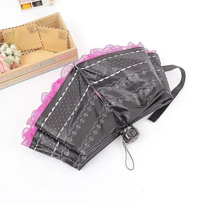 Parasol Vintage en dentelle pliable gothique Lolita parapluie dame pluie Anti-uv Protection