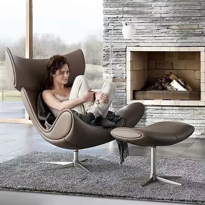 Chaises de Salon ergonomiques confortables, canapé nordique moderne en cuir, fauteuil inclinable de