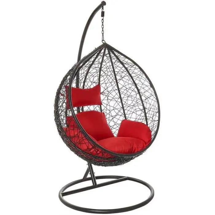 Fauteuil suspendu en rotin PE avec support métallique pour balcon