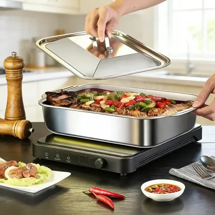 Plateau de barbecue avec couvercle