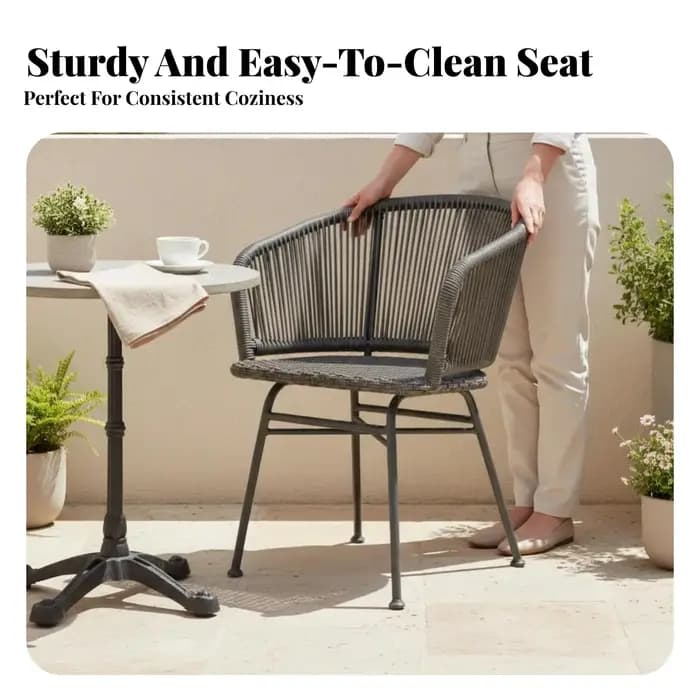 Fauteuil à dossier tressé, design nordique, chaise de patio, design minimaliste extérieur, séchage rapide pour jardiniers, adultes, boutiques, cafés