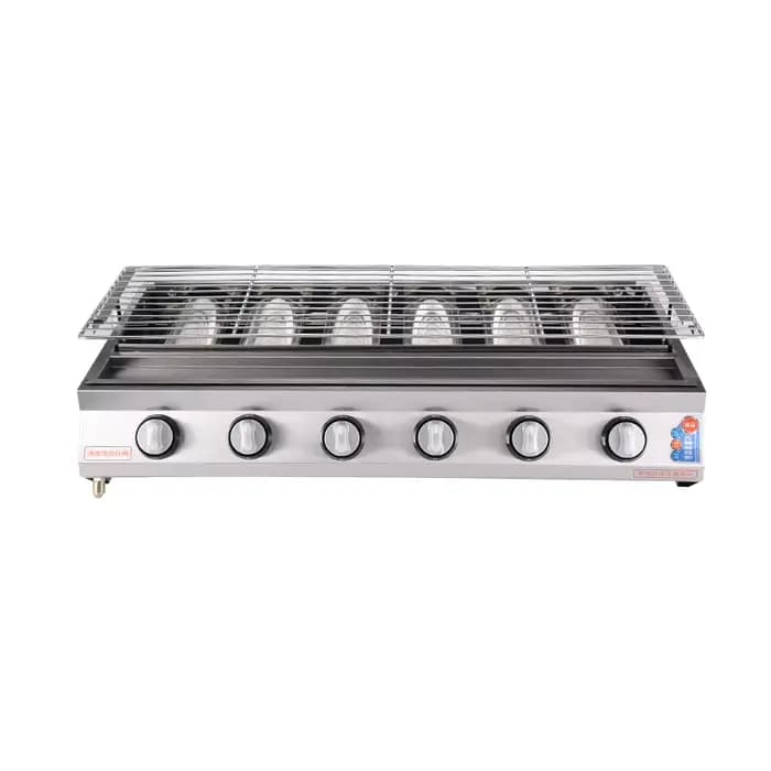 Grill de Barbecue à gaz Portable à 6 brûleurs, Mini Barbecue d'extérieur en acier inoxydable avec co