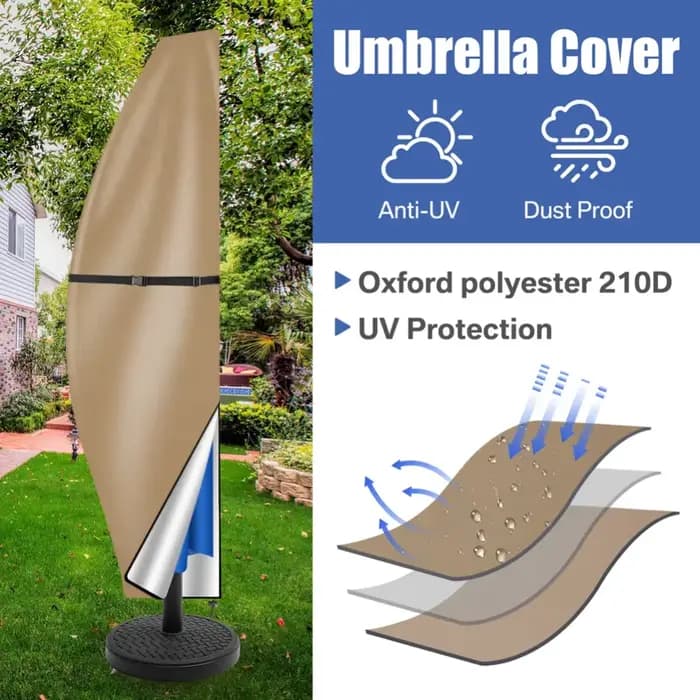Housse de Parasol de jardin avec tige et anneau de traction, Protection UV 210D Oxford, tissu imperm