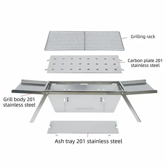 Réchaud à barbecue pliable en acier inoxydable Réglage de la chaleur réglable